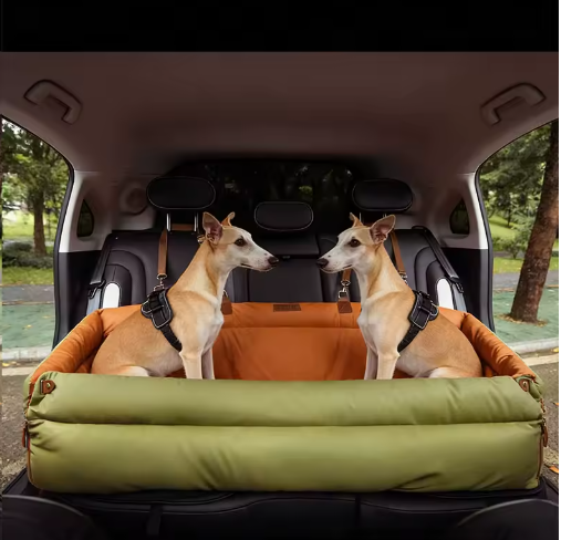 Large Deluxe Faux Leather Dog Car Seat Booster Bed - Urban Voyager